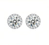 Halo Round Lab Grown Diamond Stud Earrings In 14K/18K White Gold 1.5 Ct tw. E-F / VVS1