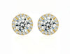 Halo Round Lab Grown Diamond Stud Earrings In 14K/18K White Gold 1.5 Ct tw. E-F / VVS1