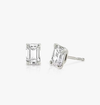 Solitaire Emerald Lab Grown Diamond Stud Earrings In 14K/18K White Gold 1.5 Ct tw. E-F / VVS1