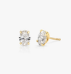 Solitaire Oval Lab Grown Diamond Stud Earrings In 14K/18K White Gold 1.5 Ct tw. E-F / VVS1