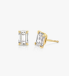 Solitaire Emerald Lab Grown Diamond Stud Earrings In 14K/18K White Gold 1.5 Ct tw. E-F / VVS1
