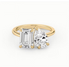 Toi et Moi Emerald and Pear Engament Ring Lab Grown Diamond In 14K/18K Yellow Gold Each 2.5 Ct tw. E-F / VVS1
