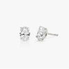 Solitaire Oval Lab Grown Diamond Stud Earrings In 14K/18K White Gold 1.5 Ct tw. E-F / VVS1