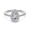 Classic Halo Pavé Pear Engagement Ring Lab Grown Diamond Wedding Ring In 14K/18K White Gold 2.5 Ct tw. E-F / VVS1