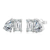 Toi et Moi Pear Emerald Cut Lab Grown Diamond Stud Earrings In 14K/18K White Gold 1.5 Ct tw. E-F / VVS1