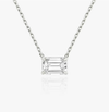 Solitaire Emerald Pedant Necklace Lab Grown Diamond Pendant In 14K/18K White Gold 1.5 Ct tw. E-F / VVS1