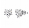 Solitaire Heart Lab Grown Diamond Stud Earrings In 14K/18K White Gold 1.5 Ct tw. E-F / VVS1